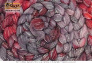 TraciBunkers.com - Hand-dyed Superwash Sparkle Spinning Fiber in Cranberry TraciBunkers.com - Hand-dyed Superwash Sparkle Spinning Fiber in Cranberry