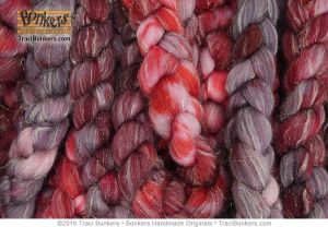 TraciBunkers.com - Hand-dyed Superwash Sparkle Spinning Fiber in Cranberry TraciBunkers.com - Hand-dyed Superwash Sparkle Spinning Fiber in Cranberry