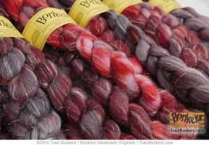 TraciBunkers.com - Hand-dyed Superwash Sparkle Spinning Fiber in Cranberry TraciBunkers.com - Hand-dyed Superwash Sparkle Spinning Fiber in Cranberry